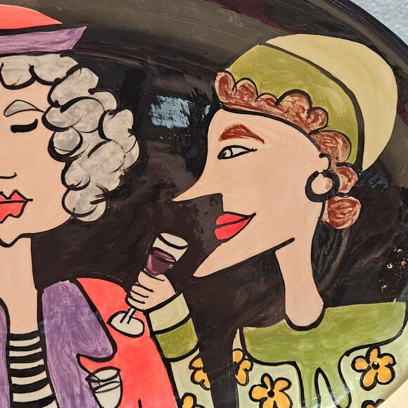 One of a kind, handmade serving plate "Three Friends"  Signed - Picture 4 of 5